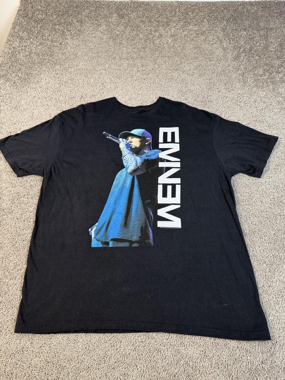 Eminem Shirt Mens 2XL Black 2017 Performer Photo Graphic Crew Neck Cotton